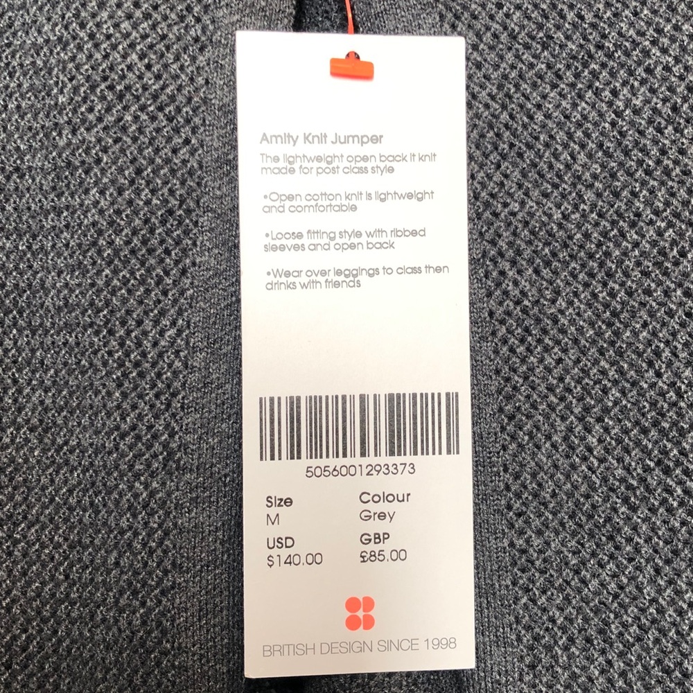 Sweaty Betty Amity Knit Jumper Charcoal Women's Crew Neck Sweater M A1 - Picture 10 of 10